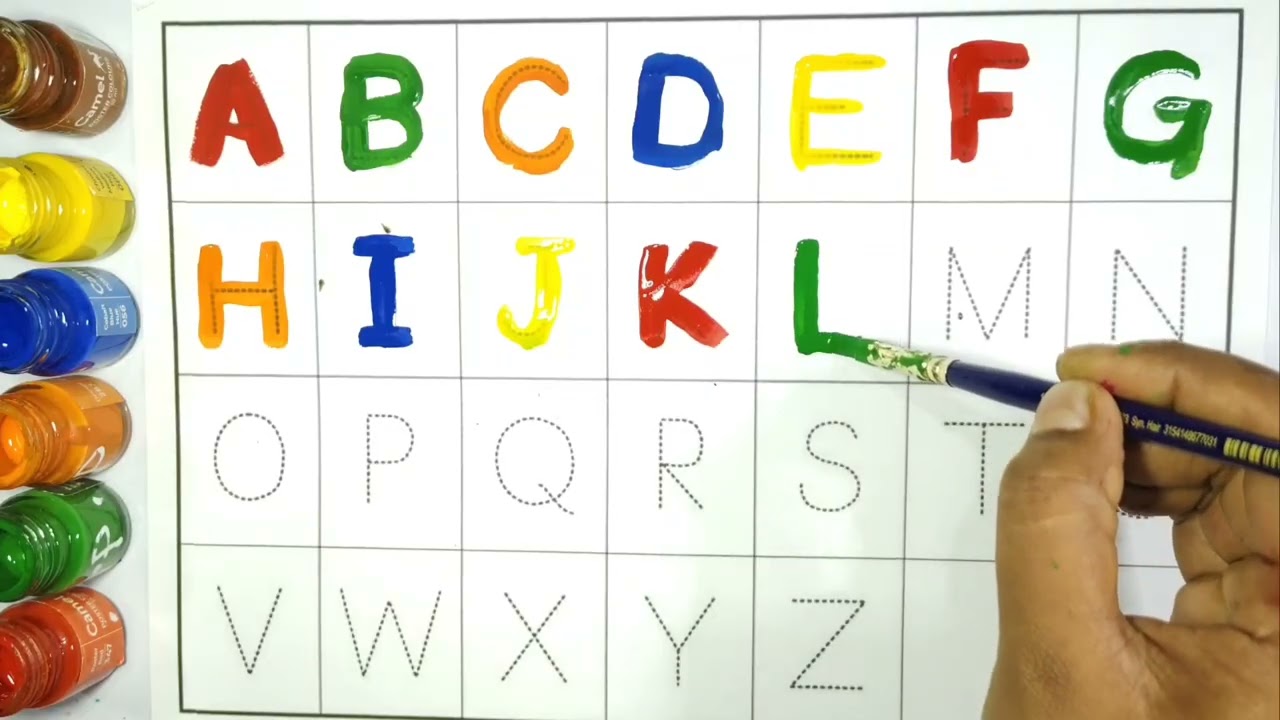 Картина с изображением букв ABCD 🎨🖌️ для детей