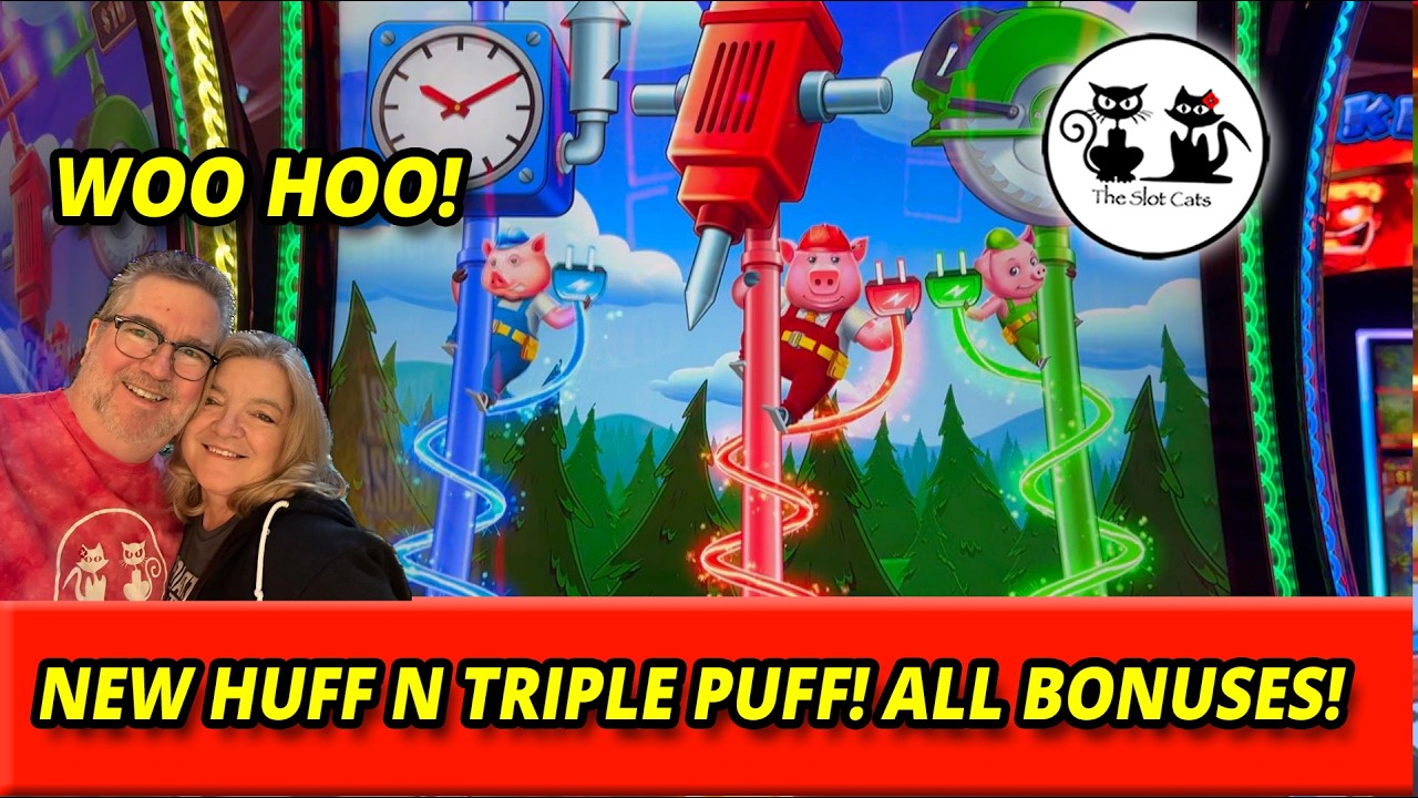 Играем в новый слот HUFF n TRIPLE PUFF! У нас есть все бонусы! Ура! #theslotcats #slots #bonus