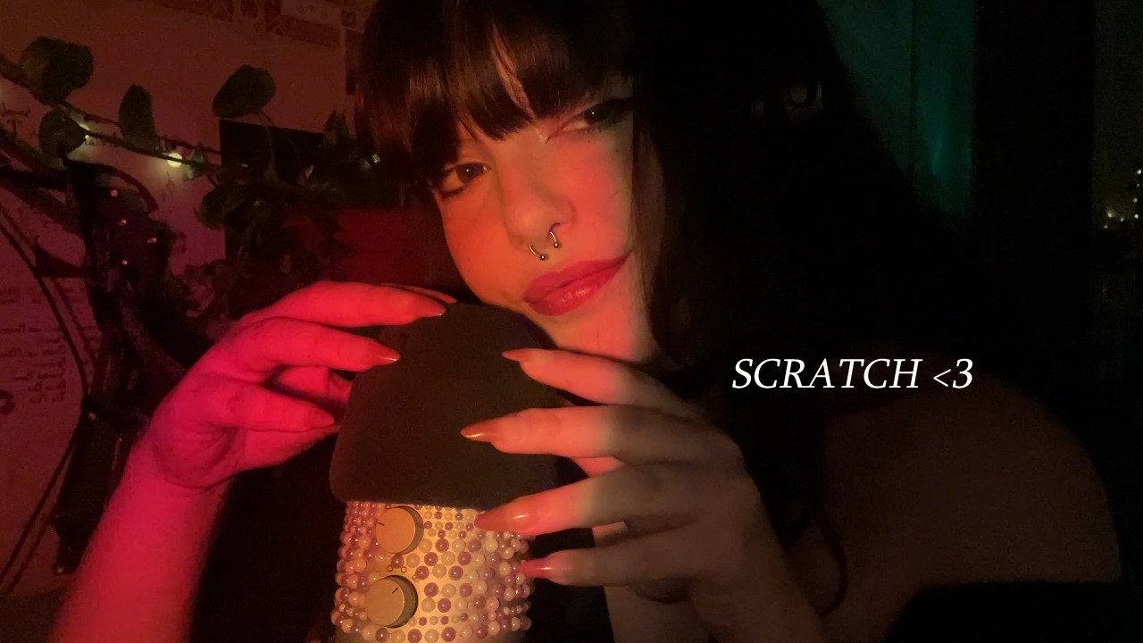 anticipatory mic scratching w/ the foam cover ASMR (breathy whispers, mouth sounds, rambling)
