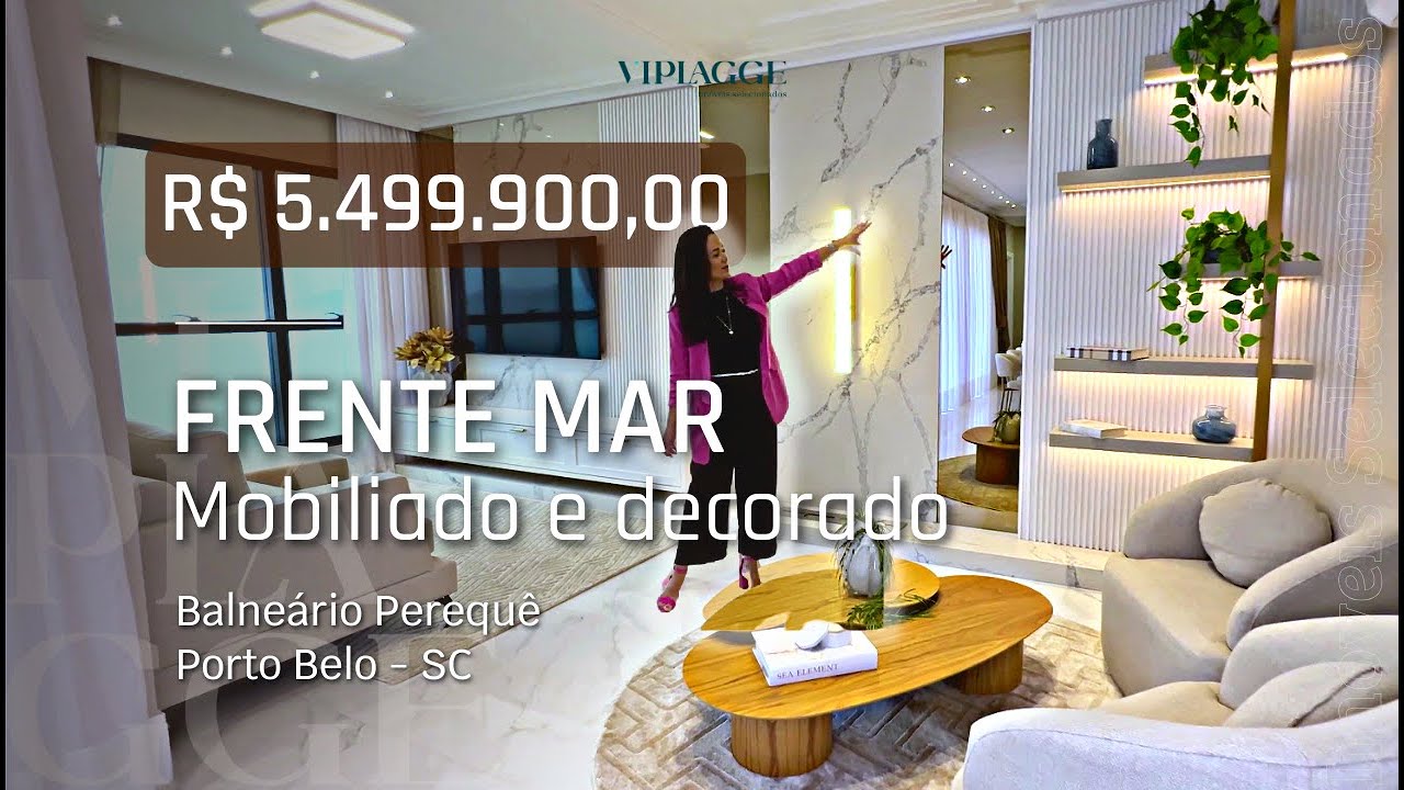 Apartamento frente mar em Balneário Perequê, Porto Belo com 4 suítes mobiliado | Jardim Europa