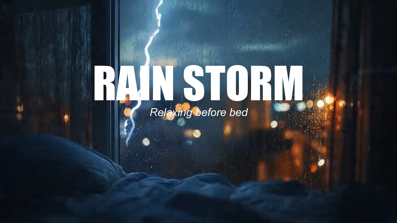 Calm Jazz for Sleep • Rainy Storm Night • 3 Hours