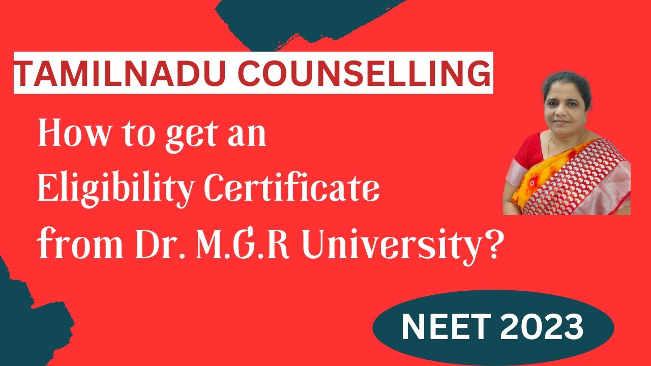 10. How to get an Eligibility Certificate from Dr  M G R University | CMC MBBS Admission | NEET UG