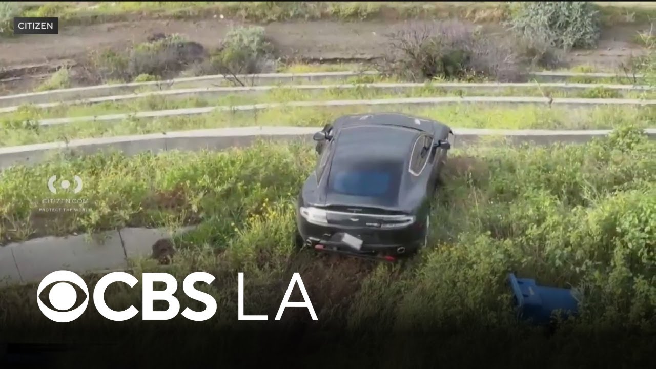 Aston Martin abandoned on Pacific Palisades hillside