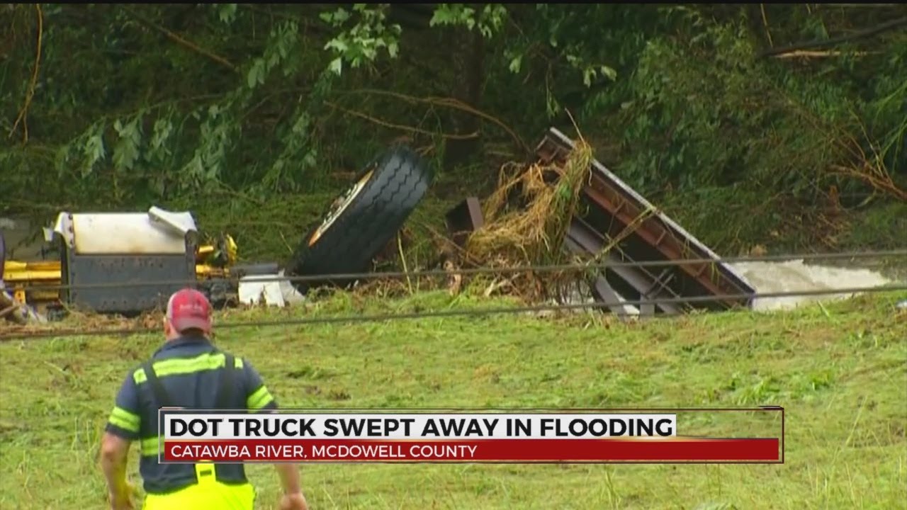 DOT truck swept away in mudslide