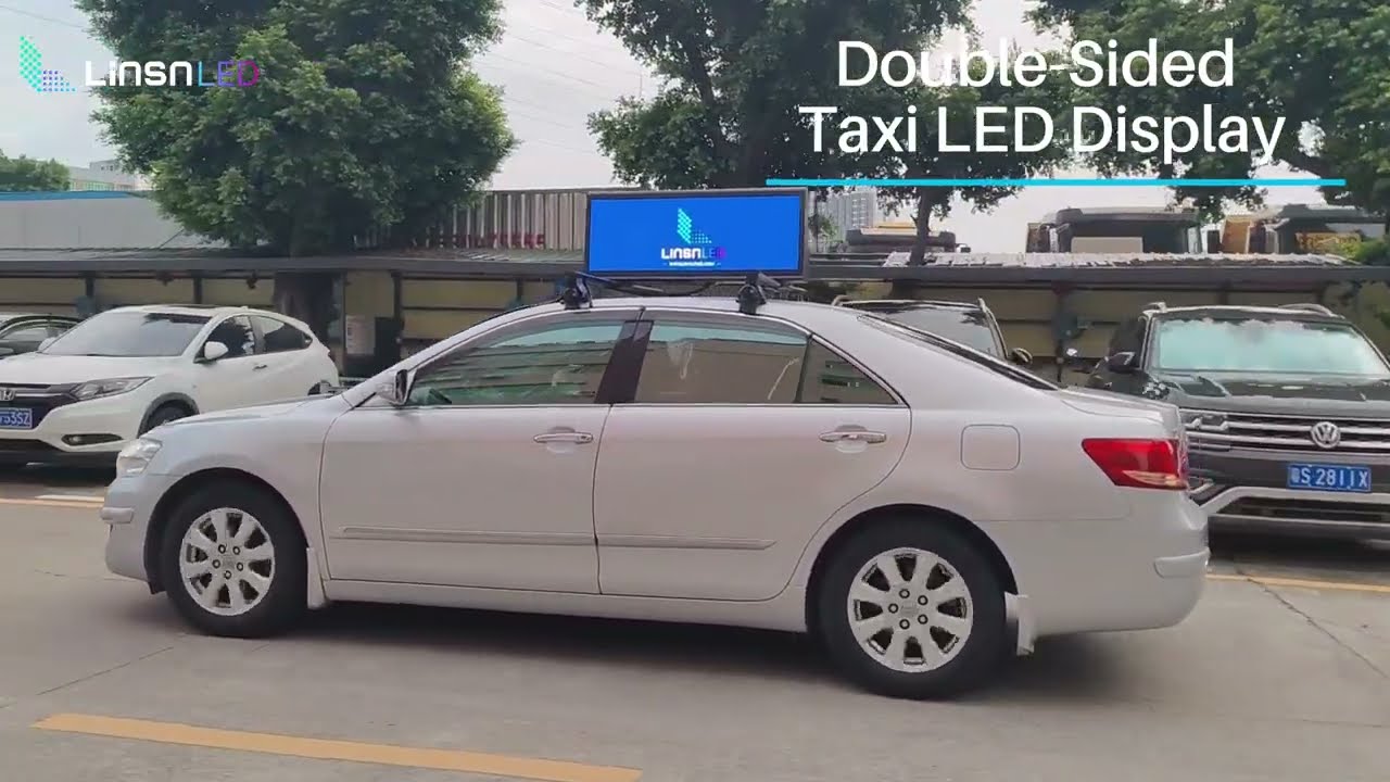 Double-Sided Taxi LED Display Moving Ads in Action!