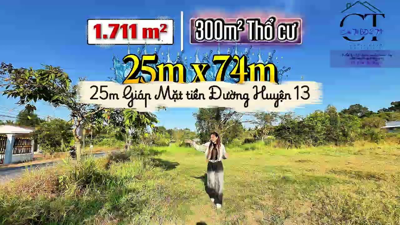 25mx74m Mặt tiền đường Huyện 13(SƠN THÔNG)❌(300m²THỔ)👉Thích hợp: Kho bãi, logistics, xưởng,Farmstay