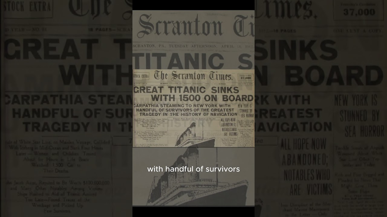 Newspaper report Titanic sunk with 1500 people on board. 16th of april, 1916.