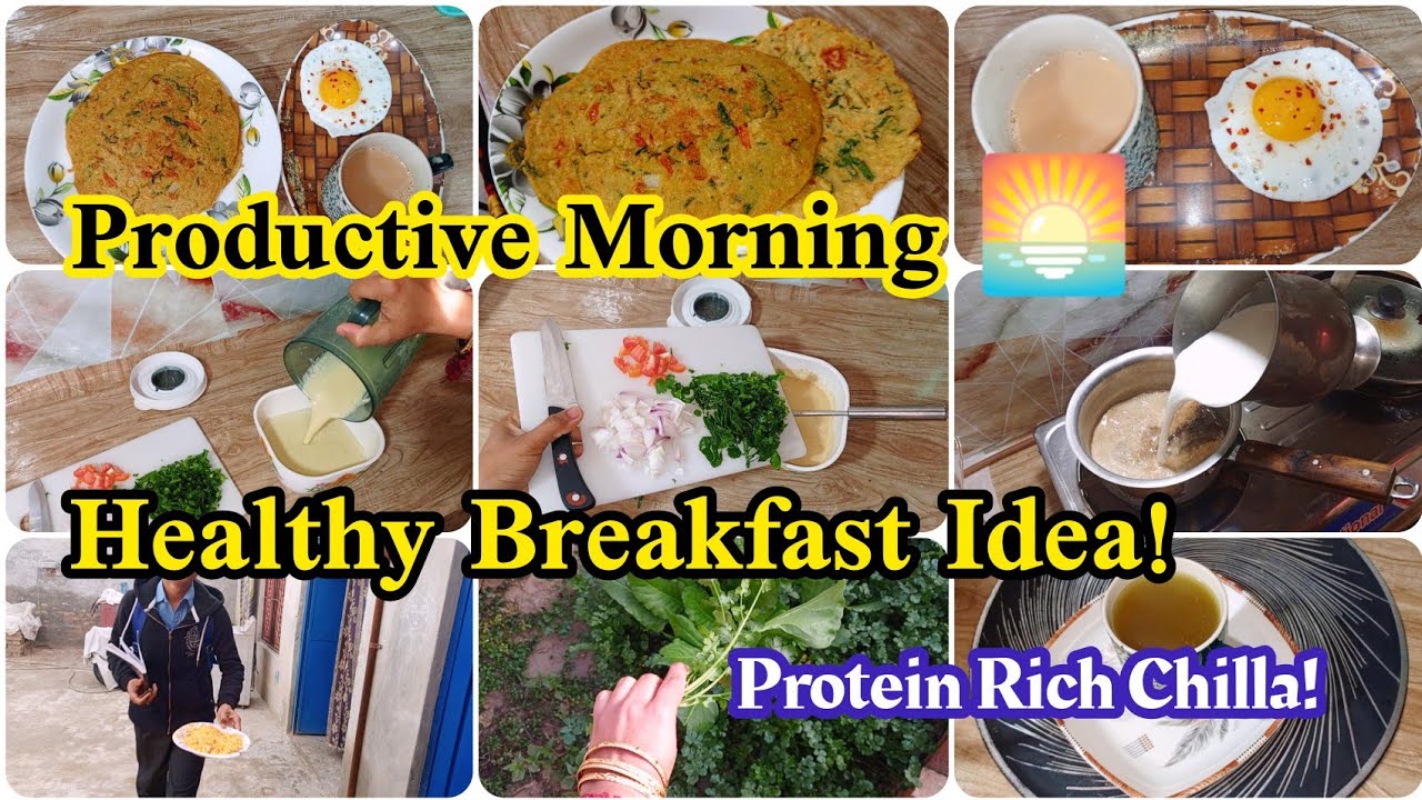 Productive Morning Routine 🌅 | Healthy Breakfast | Moong Dal Chilla Recipe | Homemaker Daily Vlog
