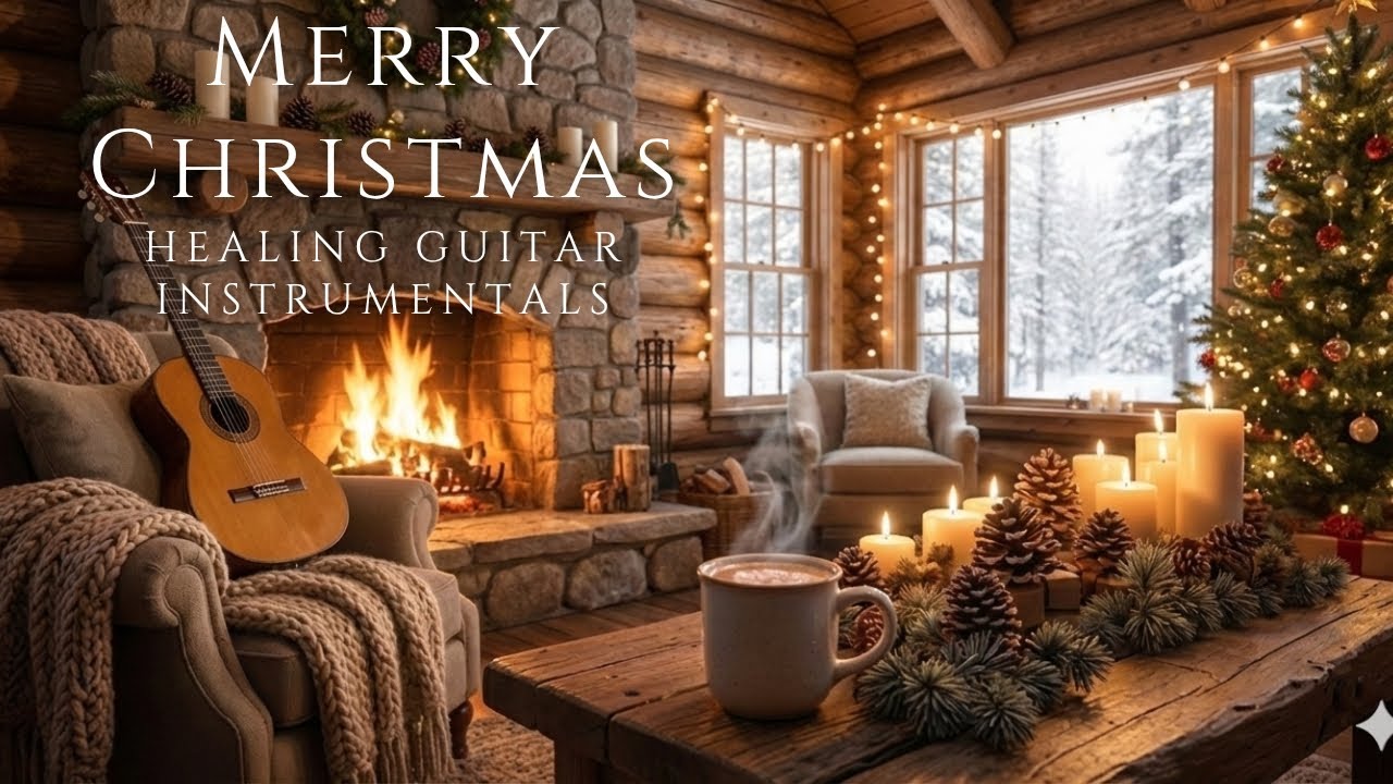 Merry Christmas Fireplace Night | Warm Nylon Guitar Instrumental – Coming Home