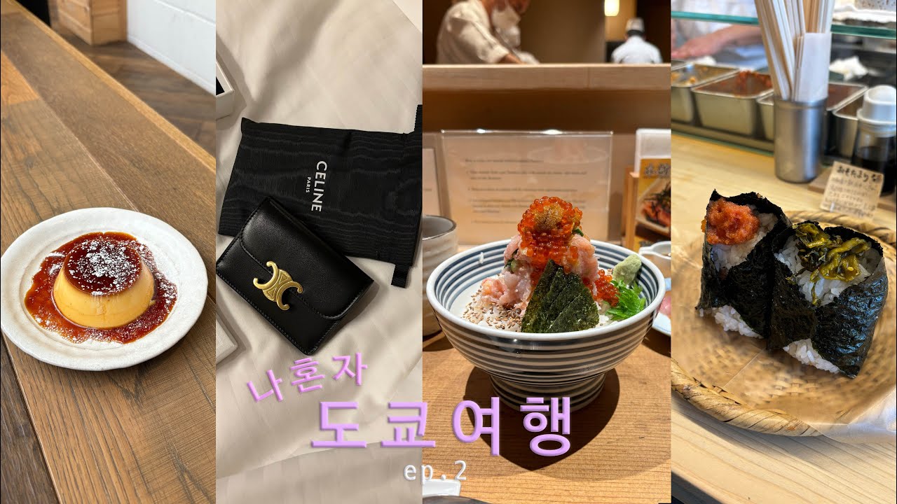 vlog | 도쿄는흐림☁️,셀린느 지갑,줄서는맛집 츠지한,키디랜드,오하요크림뷔릴레,🍮푸딩맛집 추천,가챠지옥,하브스,오니기리로아침,랄프로렌카페,킷사한게츠,야스베에까지🍜먹다끝나는