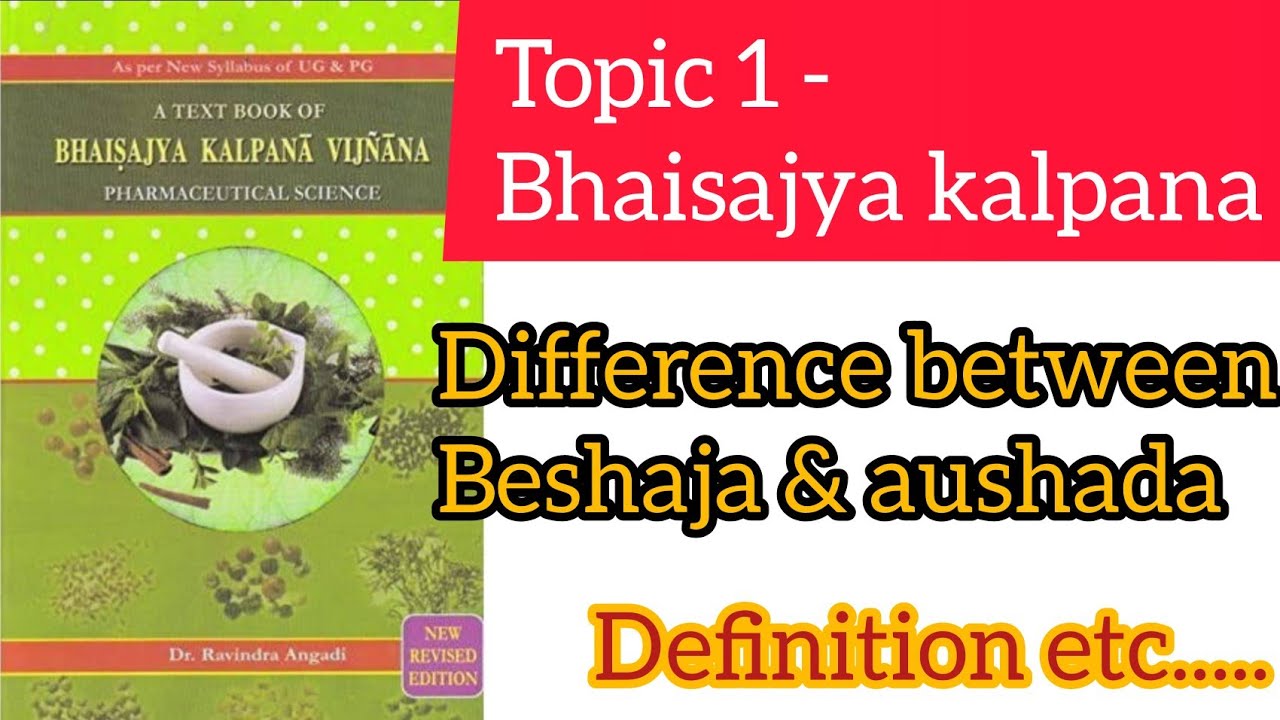 Bhaisajya Kalpana , Dr. Ravindra Angadi . Topic 1 . BAMS made easy