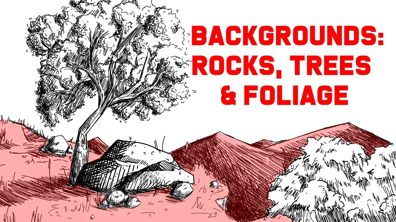 Rocks, Trees, and Foliage for Landscape & Background Drawing