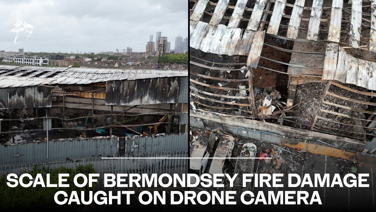Shocking scale of Bermondsey fire's destruction caught on drone camera