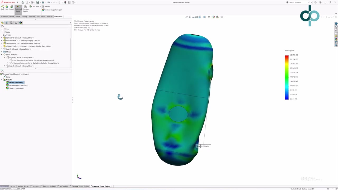 Solidworks Simulation - Pressure Vessel Simulation