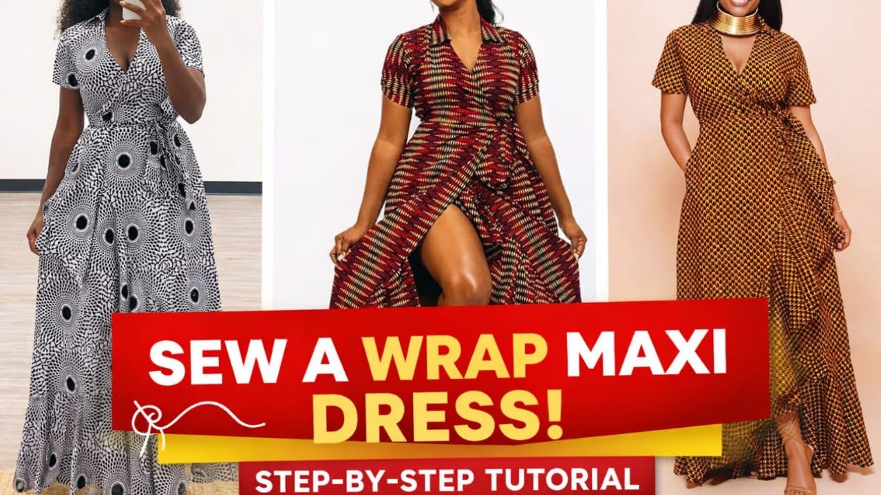 How to Sew a Maxi Wrap Dress with Ruffles and Pockets | Easy Sewing Tutorial