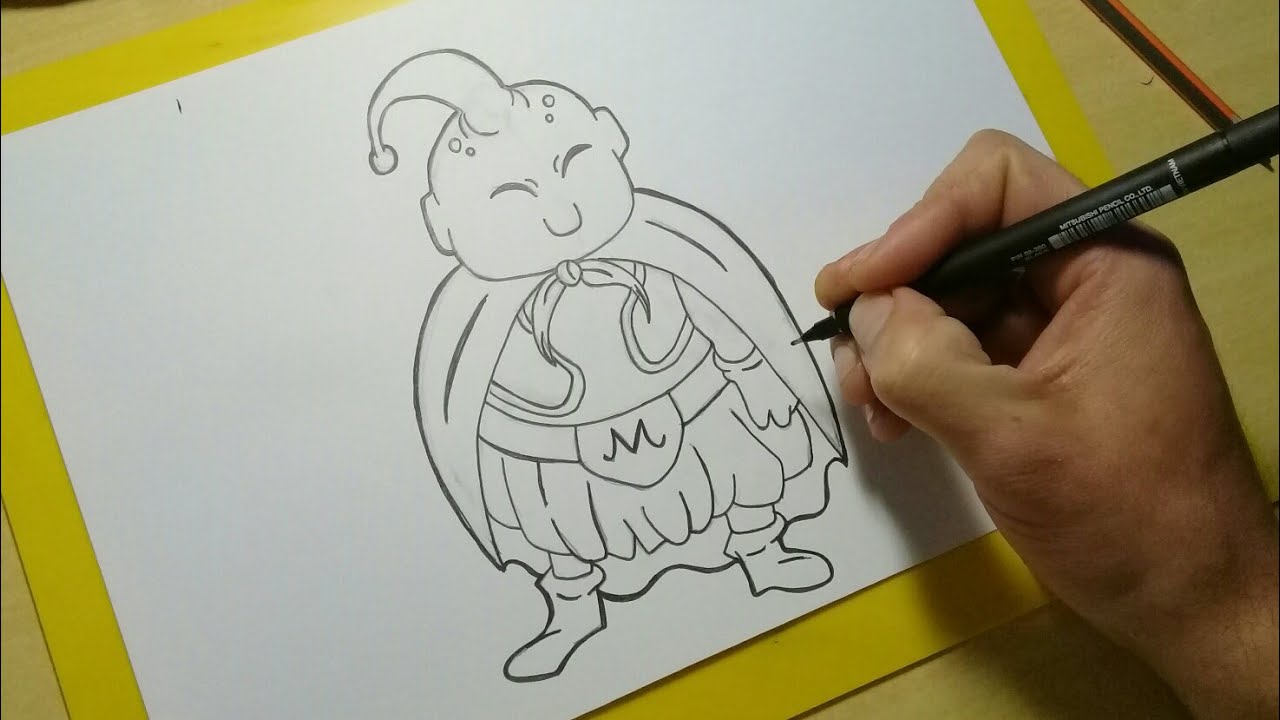 TUTORIAL COMO DESENHAR o MAJIN BOO CHIBI do #DRAGONBALL passo a passo