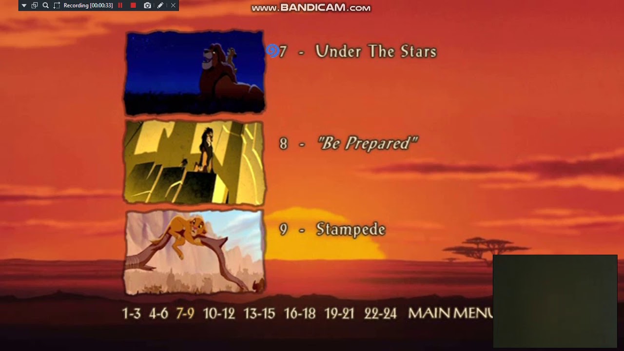 Lion king scene selection dvd 2003