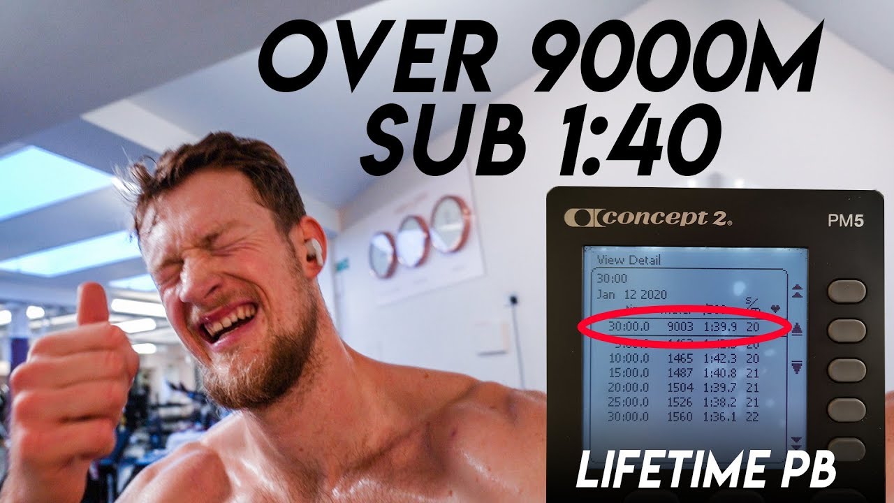 30 MINUTE R20 LIFETIME PB ROWING MACHINE WORKOUT OVER 9000M
