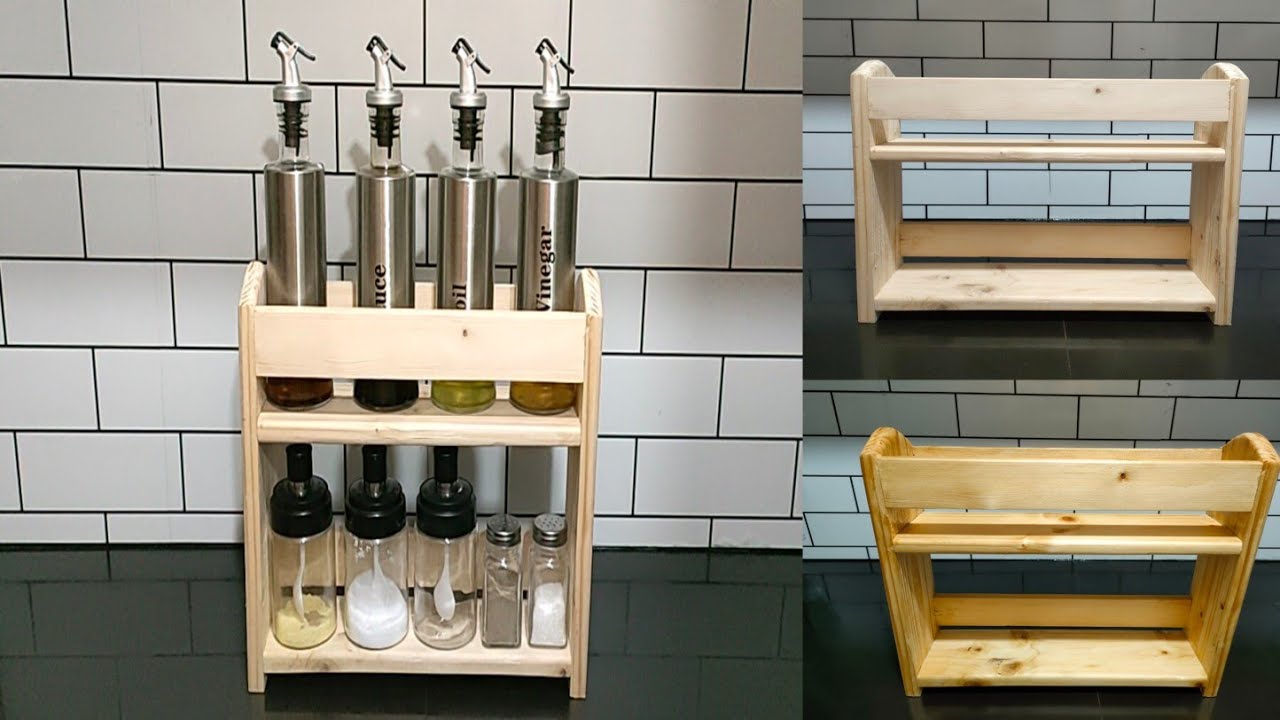 DIY Wood Condiments organizer | Seasoning rack | Spice Rack