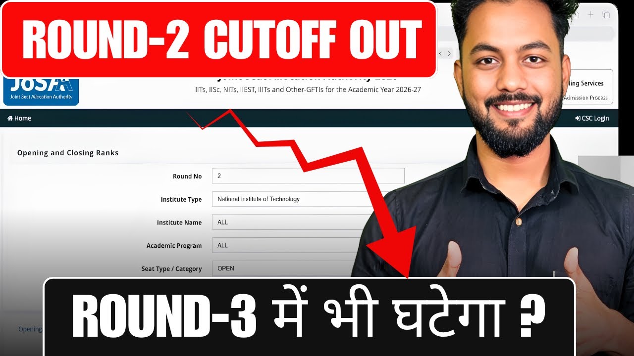 GOOD NEWS😟JoSAA Round-3 CUTOFF Will Also Drop✅|Shocking Reason For Huge Cutoff Drop In JoSAA Round-2