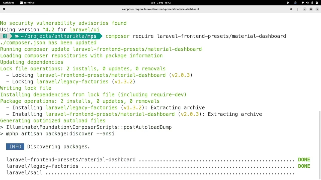Programming - MPS Project: Instalalsi Material Dashboard 2 Laravel di Linux untuk MPS project