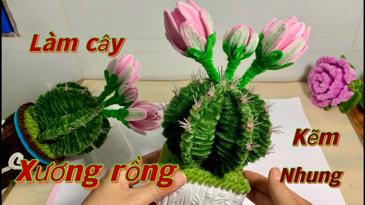 Hướng dẫn chi tiết cách làm cây Xương Rồng từ kẽm Nhung