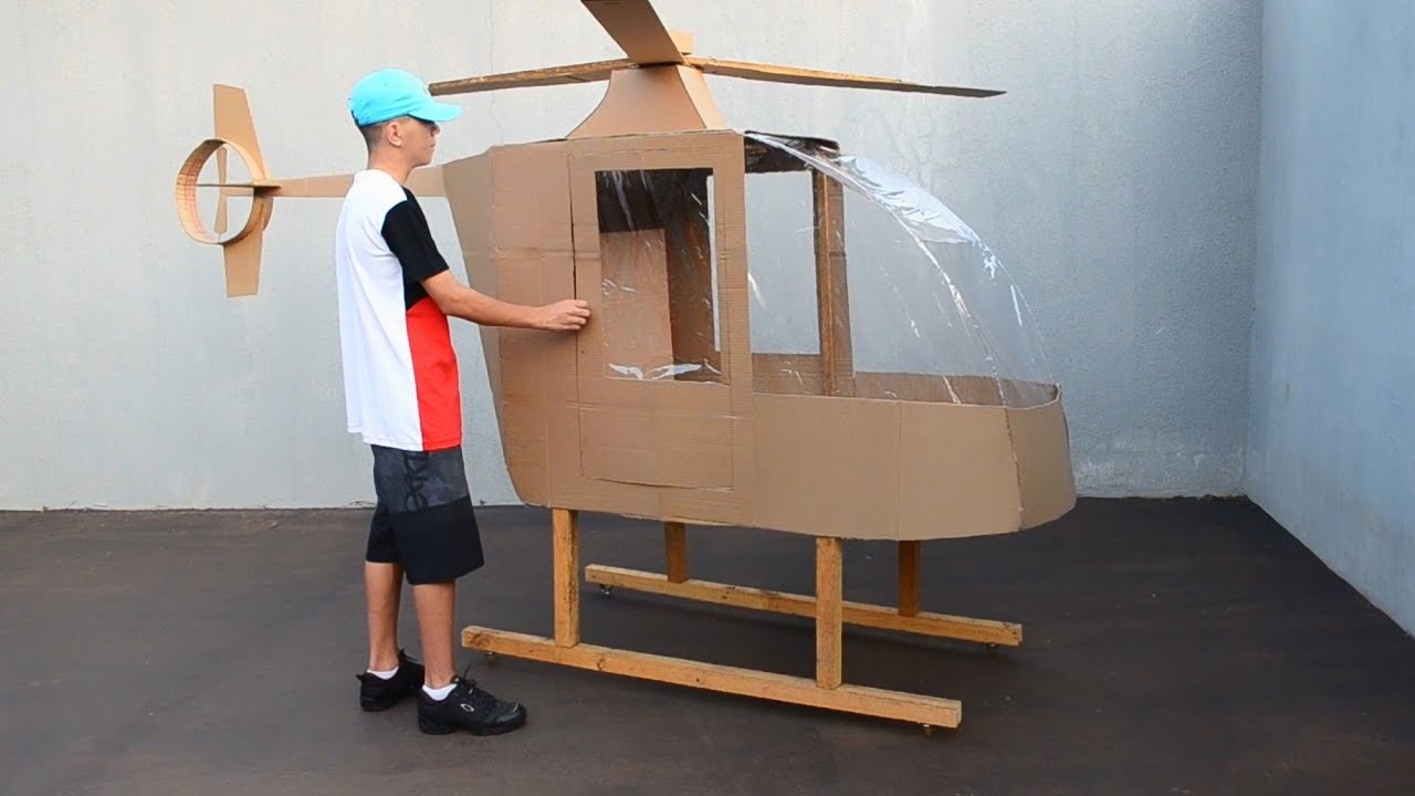 FAÇA UM INCRÍVEL HELICÓPTERO COM PAPELÃO E MADEIRA