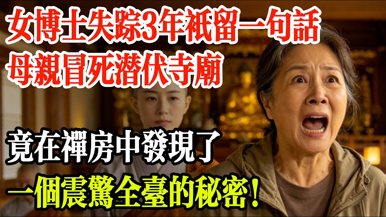 女博士失蹤3年只留一句話，母親冒死潛伏寺廟，竟在禪房中發現了一個震驚全台的秘密！#山海故事集 #民間故事