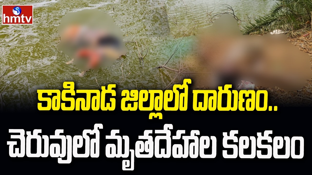 కాకినాడ జిల్లాలో దారుణం..చెరువులో మృతదేహాల కలకలం |Kakinada district..|hmtv