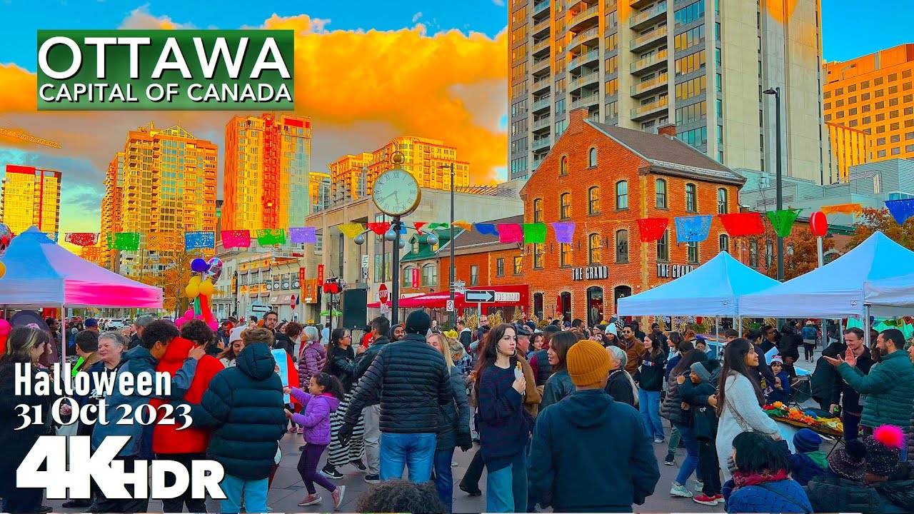 Ottawa Canada 🇨🇦 31 Oct 2023 Halloween Celebration in Downtown 4K UHD (HDR) 60 fps