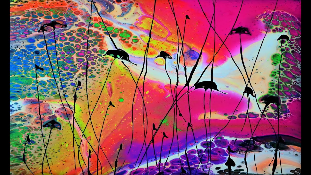 Lively Neon Garden ~ Acrylic Pouring Flop Cup ~ Fiona's Art Lab