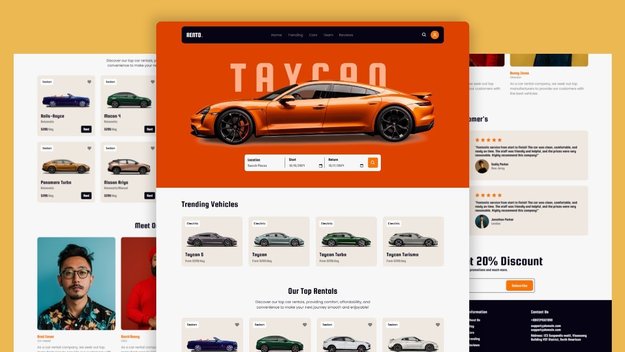 Create a Responsive Car Rental Website With HTML CSS And JavaScript