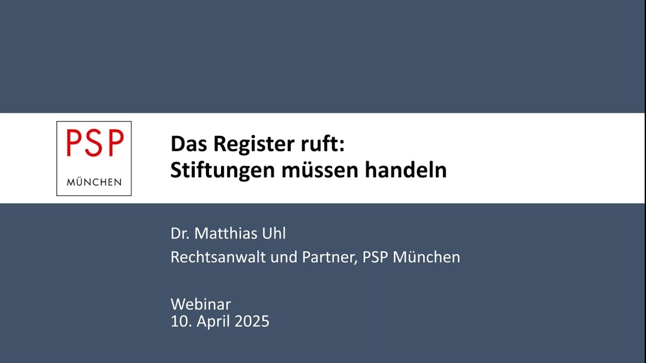 Das Register ruft: Stiftungen müssen handeln