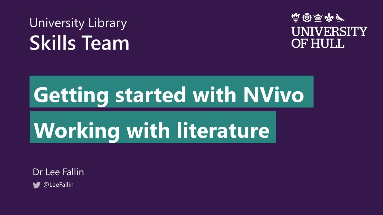 32   Working with literature in NVivo [NVivo Release 1 & EndNote 20]