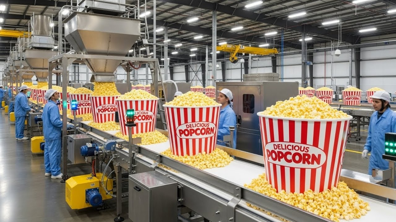 За кулисами фабрики попкорна 🍿 | Как делают сырный, карамельный и острый попкорн