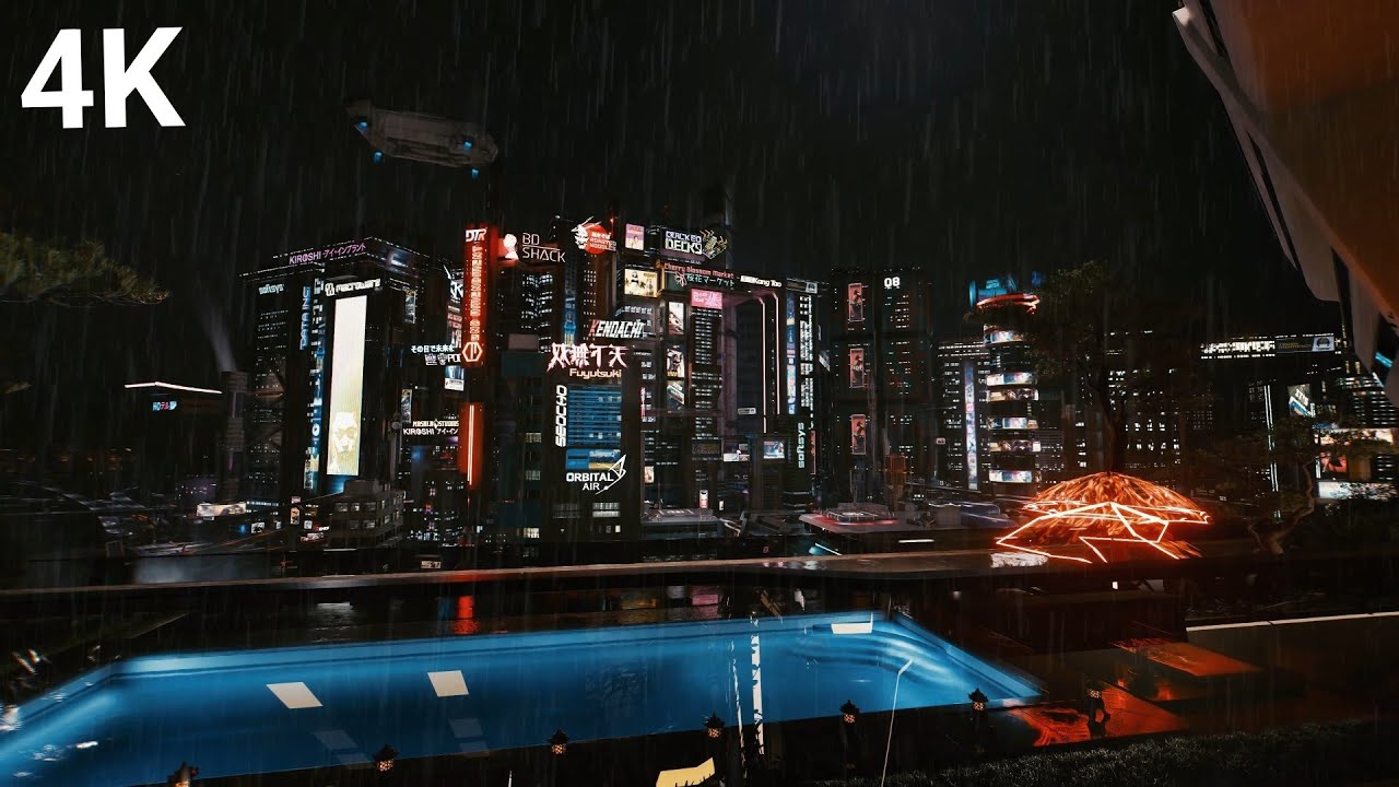 Sleep in the Sky Villa: Simulated Rainstorm 🏊‍♂️✨ 10 Hours of Soothing Sci Fi Thunder & Rain