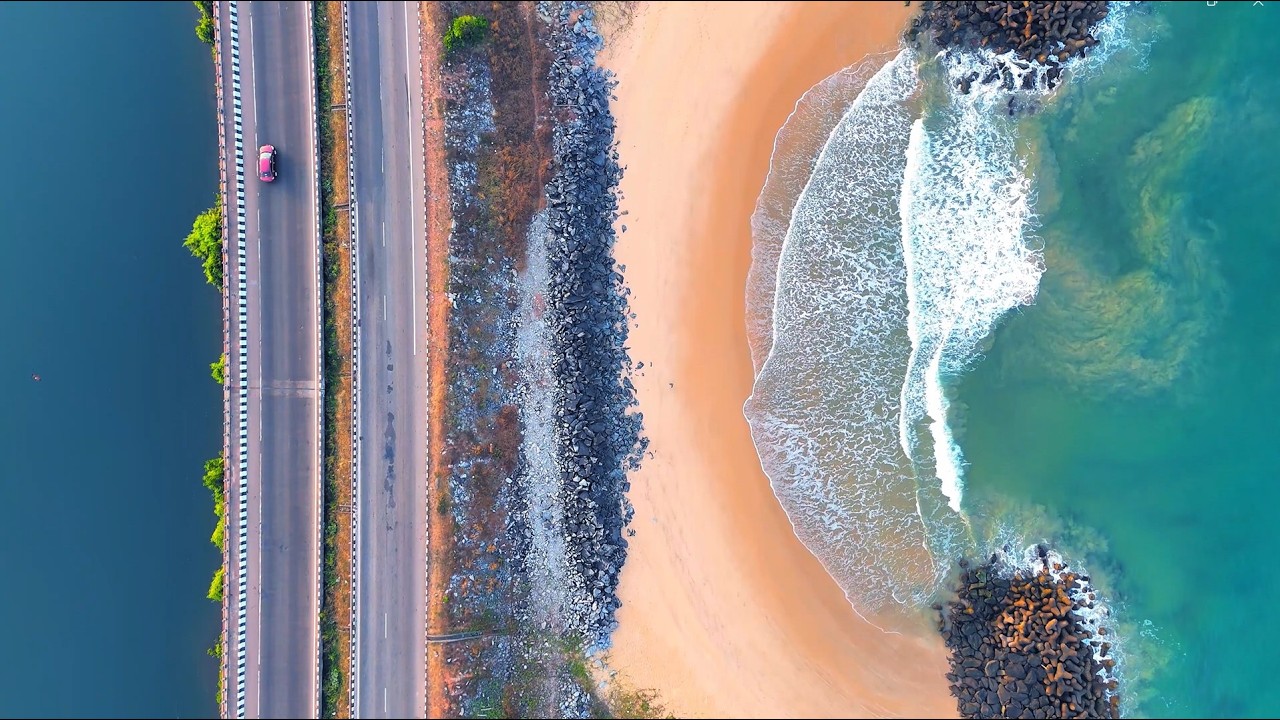 Maravanthe Beach From Above | River & Sea Side by Side | Drone 4K