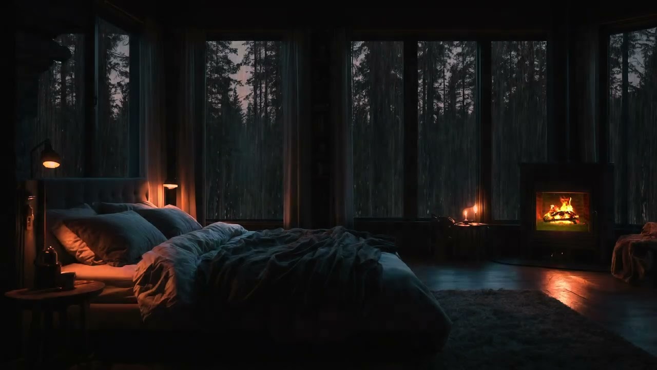 🔥 Fall into a Dream with the Sound of Heavy Rain and Thunderstorms Outside a Warm Room