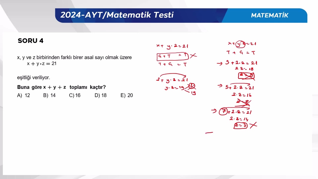 2024 YKS Sınav Soru Çözümleri Matematik-1 AYT