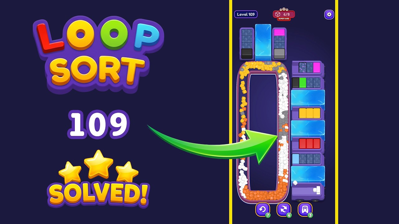 🧠 Loop Sort - Level 109 Walkthrough & Solution | Full Gameplay (VooDoo) 🎮