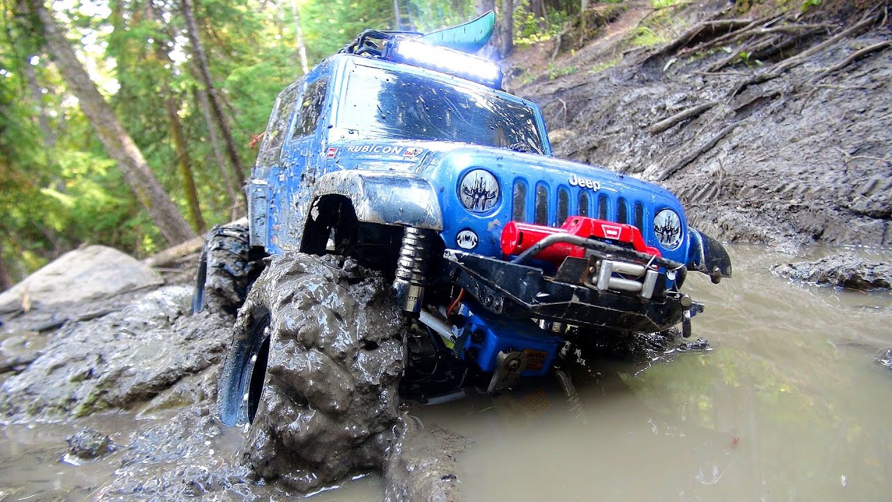 RC ADVENTURES - Stuck in Mud - Swamp Bogging in a 4x4 Jeep Wrangler Rubicon Radio Controlled Truck