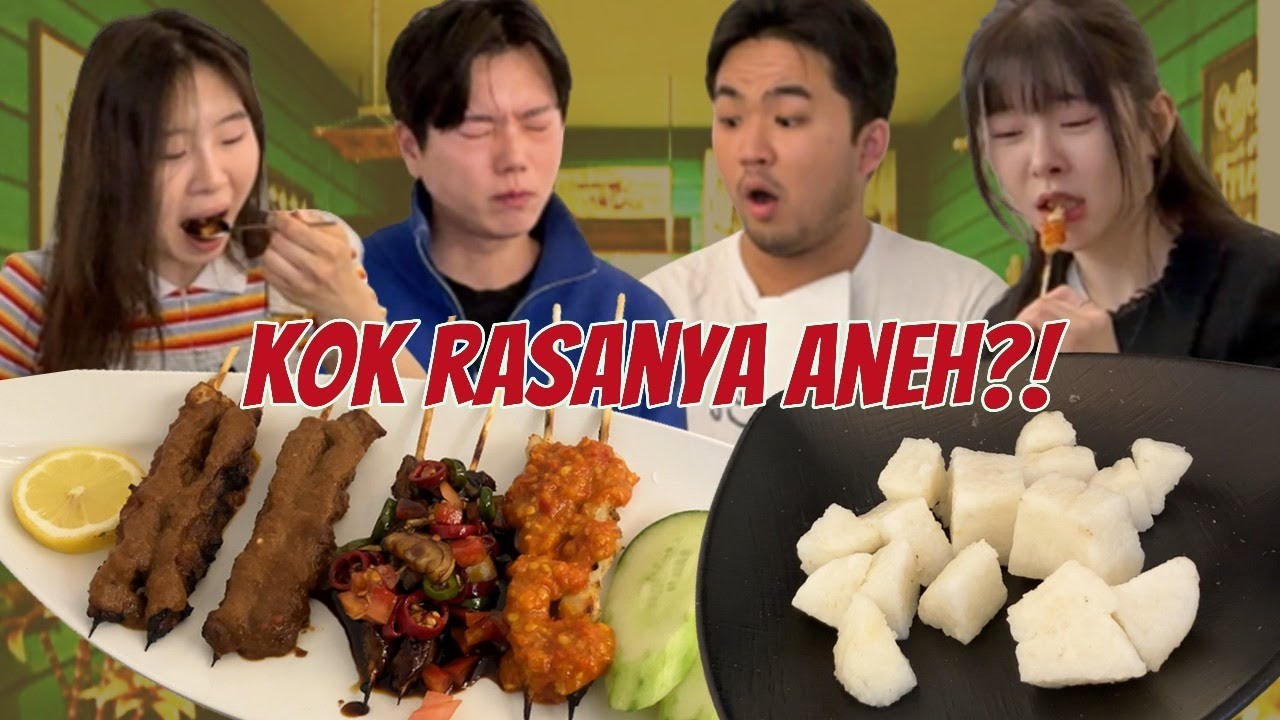 Orang Korea Pertama Kali Makan Sate + Lontong, Langsung Shock?!