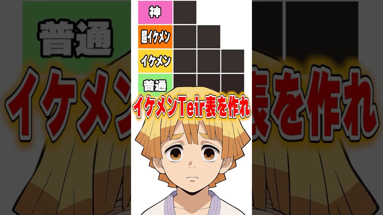 『鬼滅の刃』１番のイケメンは誰？Tier表を作れ！に善逸が挑む　#shorts   #vtuber  #鬼滅の刃  #anime ＃猗窩座再来　 ＃下野紘　＃我妻善逸　#アニメ #zenitsu
