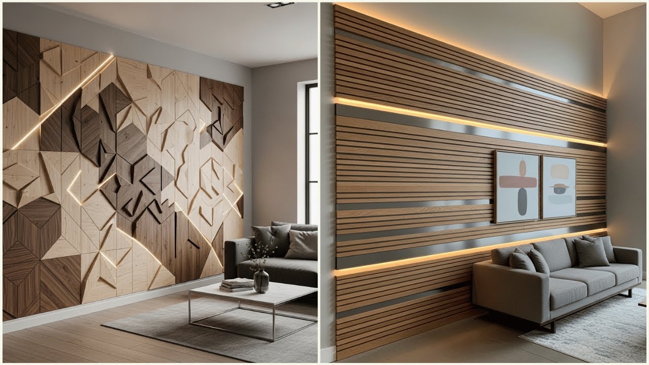 Дизайн стеновых панелей для гостиной 2025 | Современные идеи и тенденции панелей из ПВХ, дерева и 3D