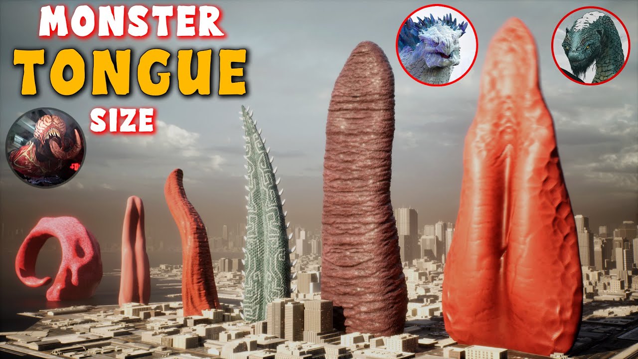Monster Tongue Size Comparison in City | Alien tongue size