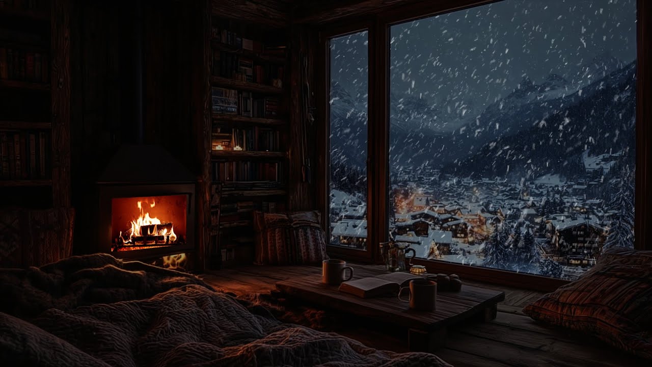 Firelight Glowing Beneath Soft Snow ❄️ A Quiet Winter Night Soundscape for Rest