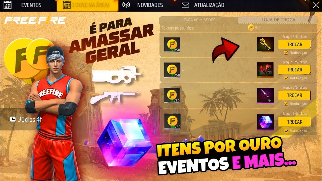 SAIUU!! ITENS POR OURO, DUNK MASTER? SKINS E CUBO MÁGICO NO FREE FIRE