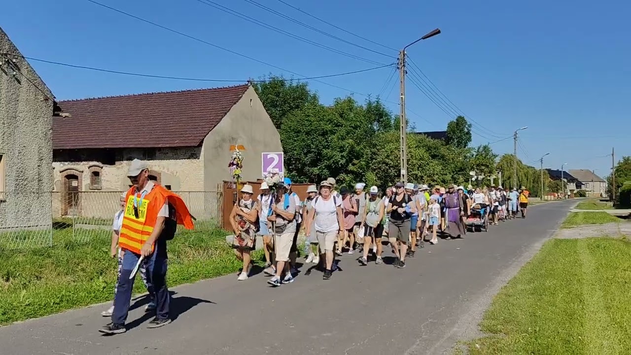 48. Piesza Pielgrzymka Opolska 2024 2 fioletowa w drodze na Annaberg (Patronko Śląskiej Ziemi)