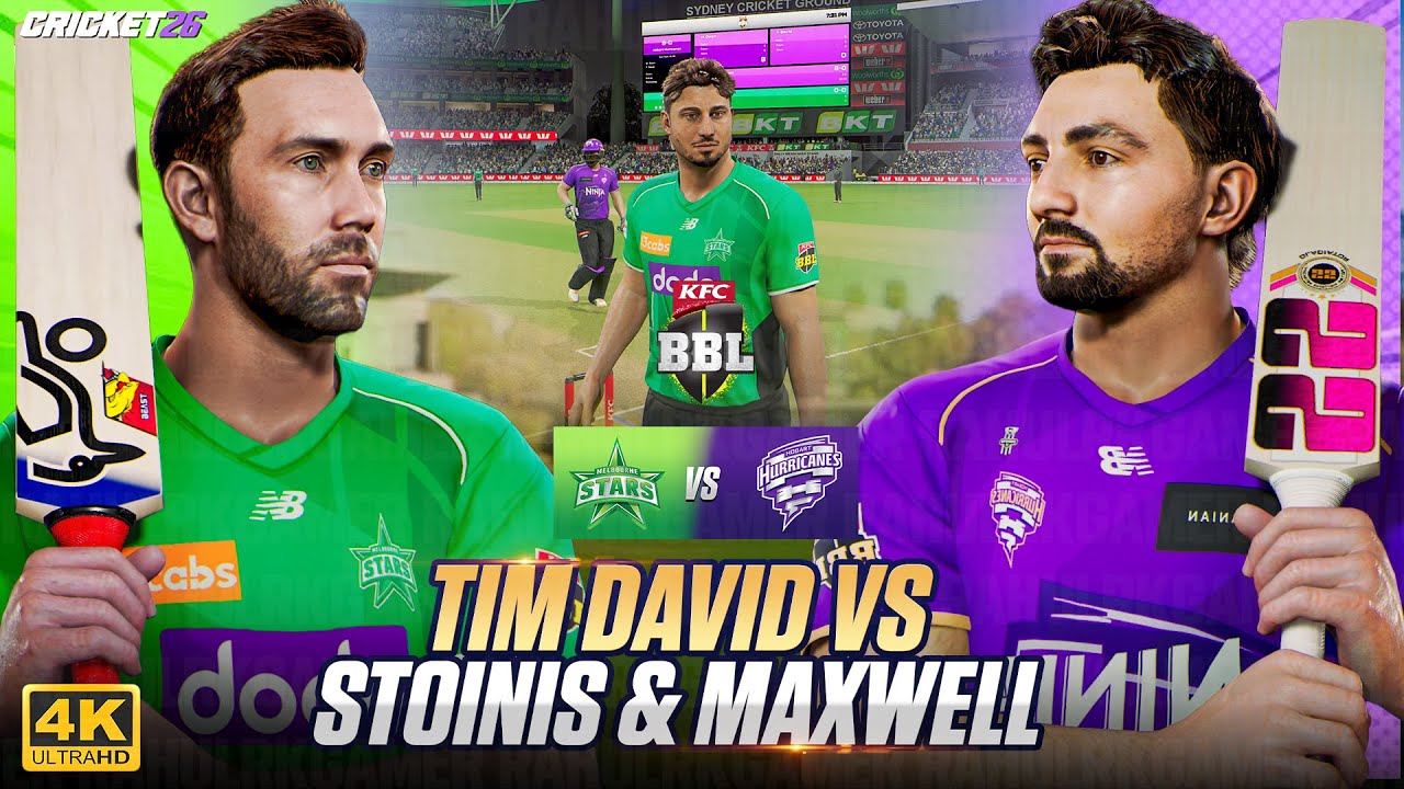 Tim David vs Stoinis & Maxwell 😱🔥 | Melbourne Stars vs Hobart Hurricanes | BBL Match 2 | Cricket 26