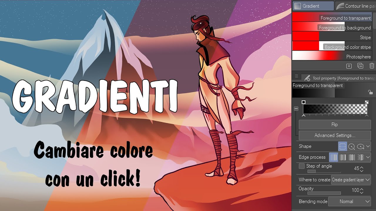 Come colorare un disegno con i gradienti - CLIP STUDIO PAINT